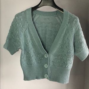 Teal Short sleeve knit sweater